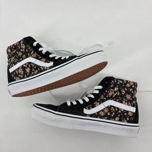 Vans High Top Womens 8.5 Black Floral Print